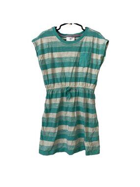 Striped Cotton Kids Dress By Hanna Andersson Size 120 US 6 Blue White